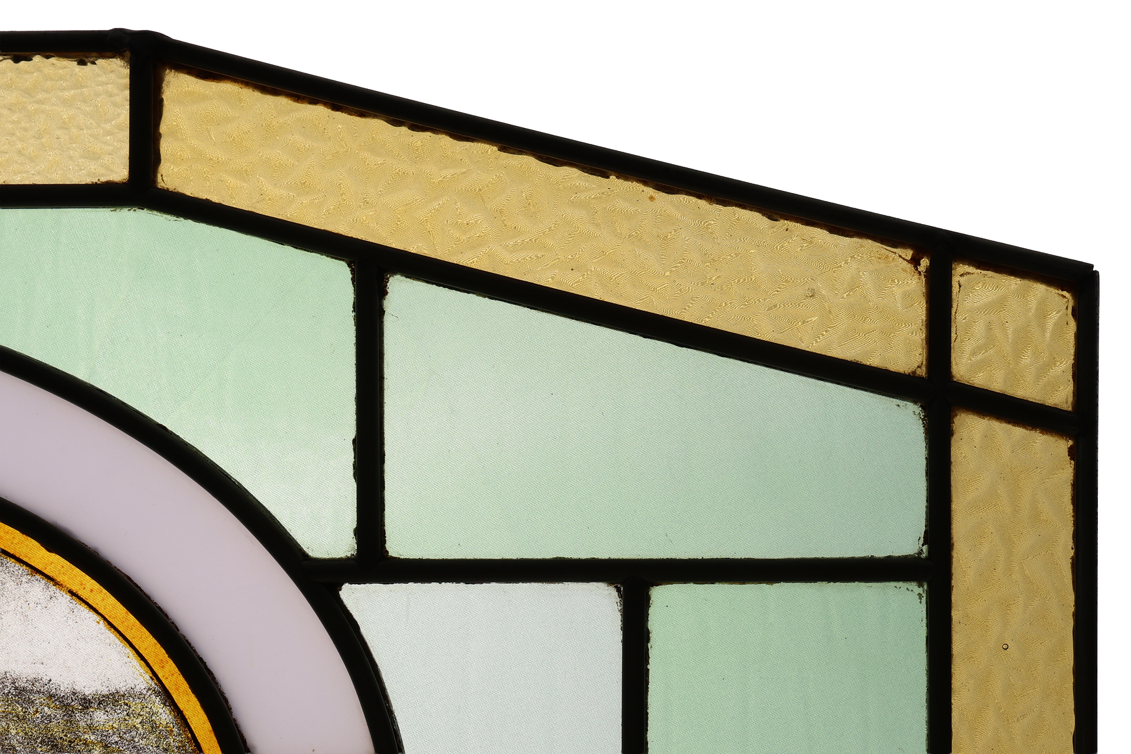 Art Deco Stained Glass Panel Depicting Early Football Scene, Belgium ca. 1910thumbnail